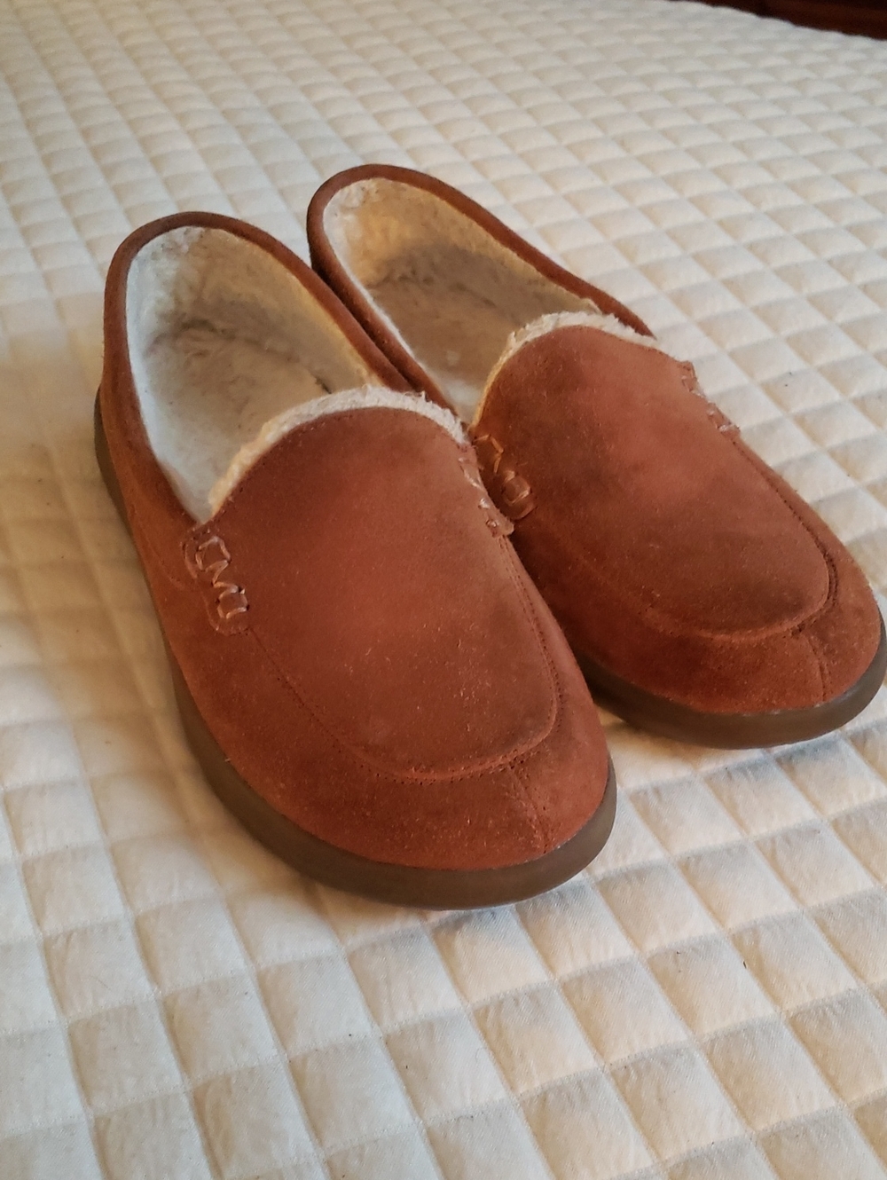 Women's Vionic Suede Slip-On Moccasin Slippers - Brown